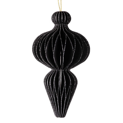 Candlelight Home Tree Decoration 12cm Droplet Paper Tree Decoration – Black 6pk