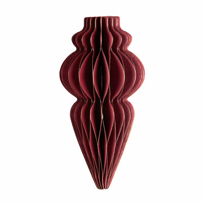 Candlelight Home Tree Decoration 15cm Bulbous Spindle Paper Tree Decoration – Deep Red 6pk