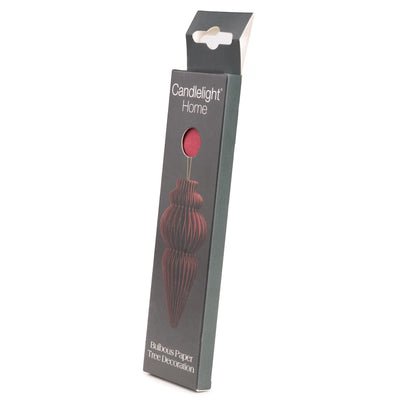 Candlelight Home Tree Decoration 15cm Bulbous Spindle Paper Tree Decoration – Deep Red 6pk