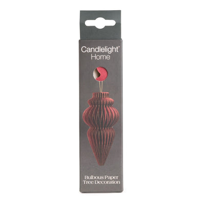 Candlelight Home Tree Decoration 15cm Bulbous Spindle Paper Tree Decoration – Deep Red 6pk