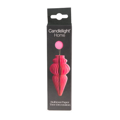 Candlelight Home Tree Decoration 15cm Bulbous Spindle Paper Tree Decoration – Fuchsia Pink 6pk