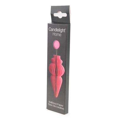 Candlelight Home Tree Decoration 15cm Bulbous Spindle Paper Tree Decoration – Fuchsia Pink 6pk