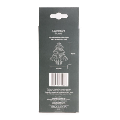 Candlelight Home Tree Decoration 15cm Christmas Tree Paper Tree Decoration – Green 6pk