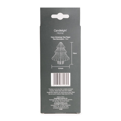 Candlelight Home Tree Decoration 15cm Christmas Tree Paper Tree Decoration – Red 6pk