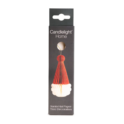 Candlelight Home Tree Decoration 15cm Santa Hat Paper Tree Decoration – Red & White 6pk