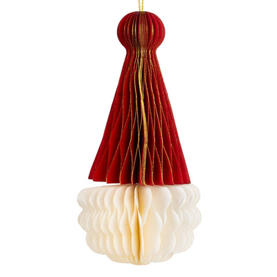 Candlelight Home Tree Decoration 15cm Santa Hat Paper Tree Decoration – Red & White 6pk