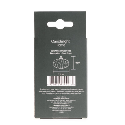 Candlelight Home Tree Decoration 9cm Onion Paper Tree Decoration – Dark Green 6pk
