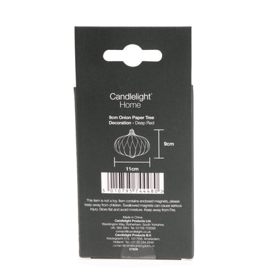 Candlelight Home Tree Decoration 9cm Onion Paper Tree Decoration – Deep Red 6pk