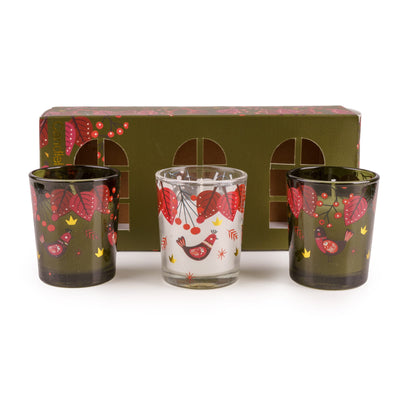 Candlelight Home Votives Set of 3 Votives – Birds in Green 6pk
