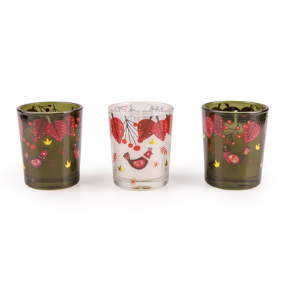 Candlelight Home Votives Set of 3 Votives – Birds in Green 6pk