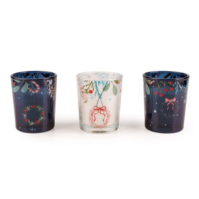 Candlelight Home Votives Set of 3 Votives - Trees in Blue 6pk