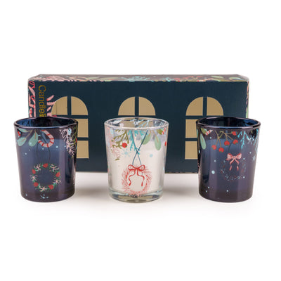 Candlelight Home Votives Set of 3 Votives - Trees in Blue 6pk