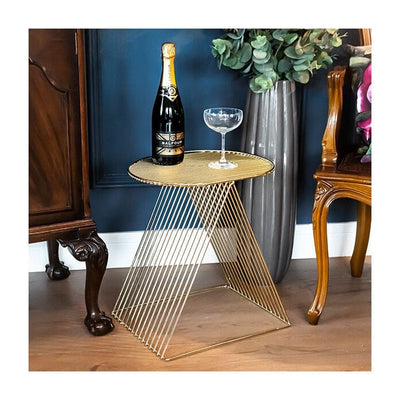 Candlelight Home WIRE SIDE TABLE/STOOL - GOLD 1PK