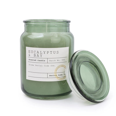 Candlelight Home 14.5CM GLASS WAX FILLED JAR WITH GLASS LID EUCALYPTUS & BAY - 5% KITCHEN GARDEN SCENT (3016-6622)