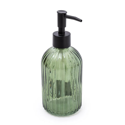 Candlelight Home 19CM GLASS SOAP DISPENSER GREEN WITH BLACK PUMP