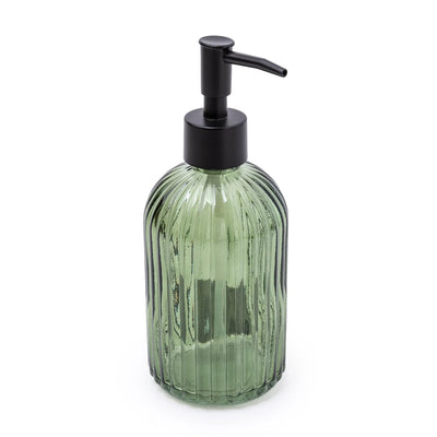 Candlelight Home 19CM GLASS SOAP DISPENSER GREEN WITH BLACK PUMP