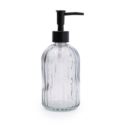 Candlelight Home 19CM GLASS SOAP DISPENSER GREY WITH BLACK PUMP