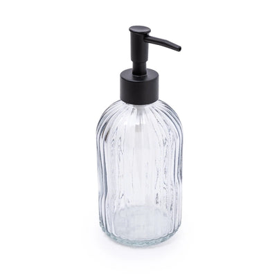 Candlelight Home 19CM GLASS SOAP DISPENSER GREY WITH BLACK PUMP