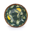 Candlelight Home 20CM ROUND DISH WITH ENAMEL INLAY LEMONS GREEN