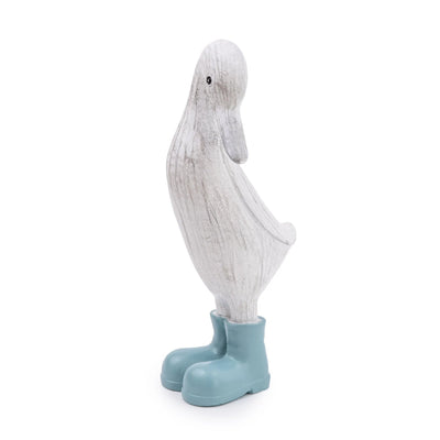 Candlelight Home 23CM SMALL RESIN DUCK WITH WELLIES - LIGHT BLUE