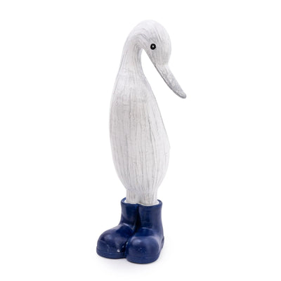 Candlelight Home 23CM SMALL RESIN DUCK WITH WELLIES - NAVY BLUE