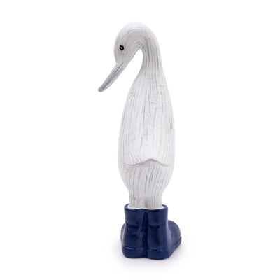 Candlelight Home 23CM SMALL RESIN DUCK WITH WELLIES - NAVY BLUE