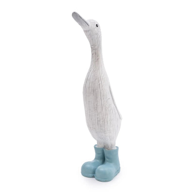 Candlelight Home 29CM LARGE RESIN DUCK WITH WELLIES - LIGHT BLUE
