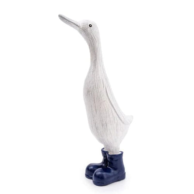 Candlelight Home 29CM LARGE RESIN DUCK WITH WELLIES - NAVY BLUE