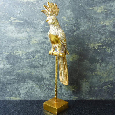 Parrot Ornament on Stand Gold 51cm 1PK