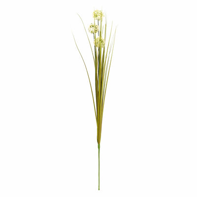 Candlelight Home Artificial Flowers Single Stem Faux Grass with 3 White Billy Button Heads 68cm 10PK