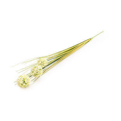 Candlelight Home Artificial Flowers Single Stem Faux Grass with 3 White Billy Button Heads 68cm 10PK