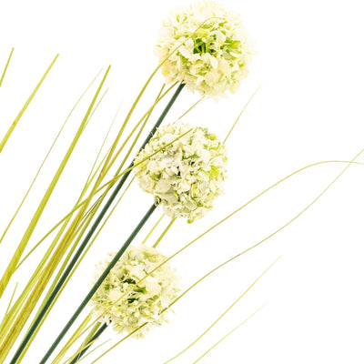 Candlelight Home Artificial Flowers Single Stem Faux Grass with 3 White Billy Button Heads 68cm 10PK