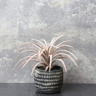 Candlelight Home Artificial Plants & Flowers 13CM Light Purple Airplant in Cement Pot (MO) 1PK
