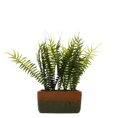 Candlelight Home Artificial Plants & Flowers 28CM Fern in Cement Pot (MO) 1PK