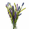 Candlelight Home Artificial Plants & Flowers Lavender Stems in Clear Glass Bottle Vase (MO) 1PK
