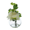 Candlelight Home Artificial Plants & Flowers Peony in Glass Fish Bowl Vase (MO) 1PK