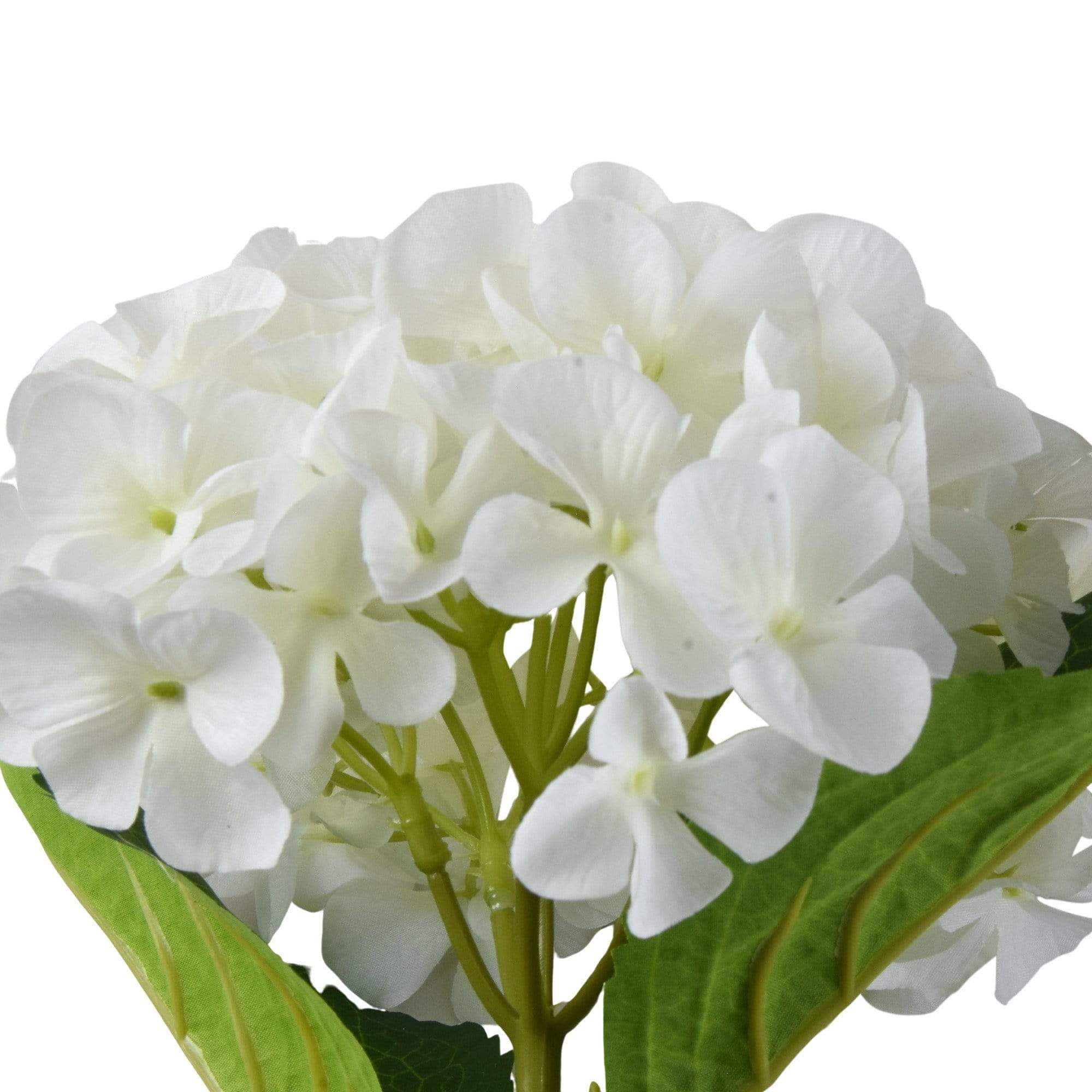 Single Hydrangea White Faux Stem 46cm 10PK - Candlelight Home