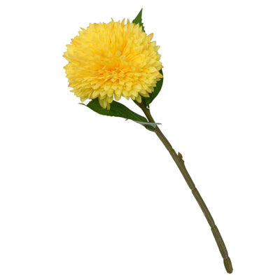 Candlelight Home Artificial Plants & Flowers Single Stem Faux Chrysanthemum Yellow 42cm Tall