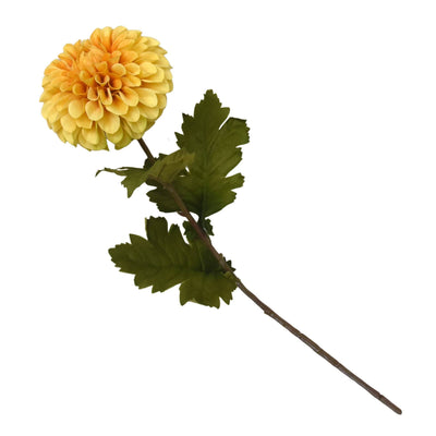 Candlelight Home Artificial Plants & Flowers Single Stem Faux Dahlia Ochre 60cm Tall