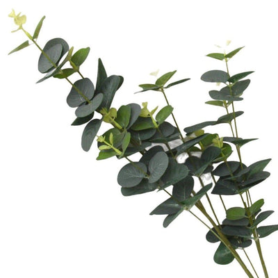 Candlelight Home Artificial Plants & Flowers Single Stem Faux Eucalyptus with 7 Heads 83cm Tall