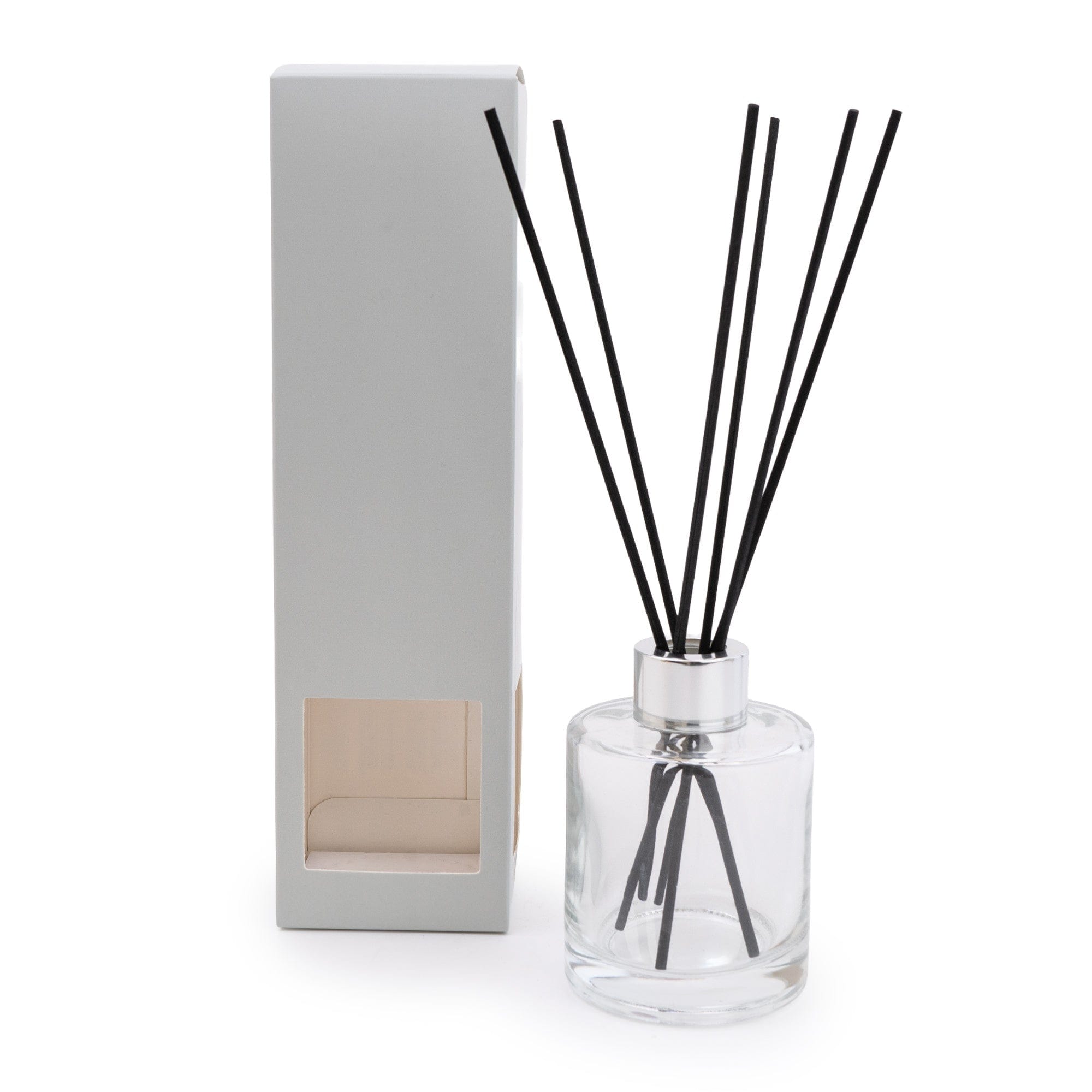 Bespoke 150ML Your Own Label Reed Diffuser in Grey and Silver Black Li ...