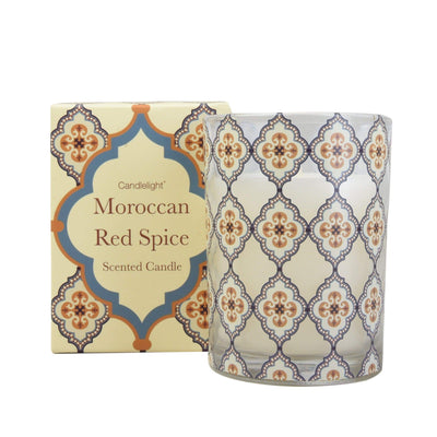 Candlelight Home Boxed Candles Moroccan Red Spice wax Filled Pot Candle in Gift Box Red Cinnamon Scent 220g 6PK
