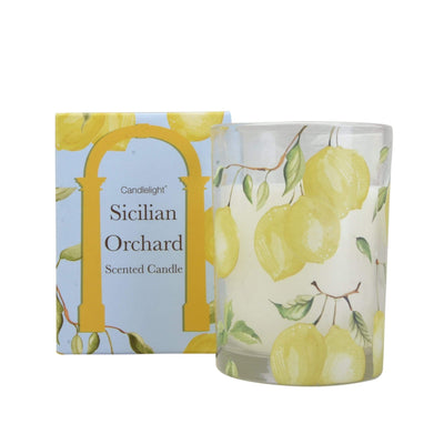 Candlelight Home Boxed Candles Sicilian Orchard Wax Filled Pot Candle in Gift Box Basil and Wild Lemon Scent 220g 6PK