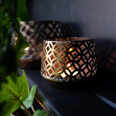Candlelight Home Candle Holders Antiqued Blackened Brass Tealight Holder Small 6PK
