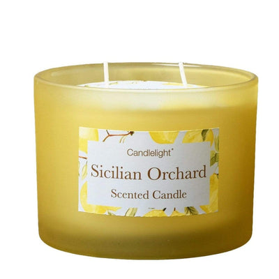 Candlelight Home Candle Sicilian Orchard 2 Wick glass filled Pot Candle Basil and Wild Lemon Scent 380g 6PK