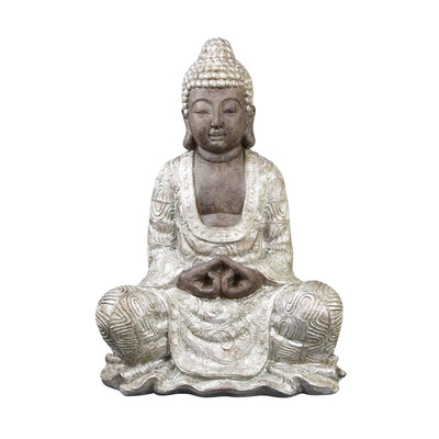 Candlelight Home Figures Large Sitting Buddha Ornament Black and Silver 47.5cm 1PK