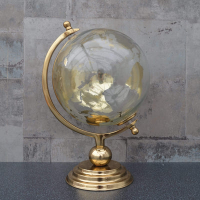 Candlelight Home Globes Large Glass Globe on Metal Stand Gold 32cm 1PK