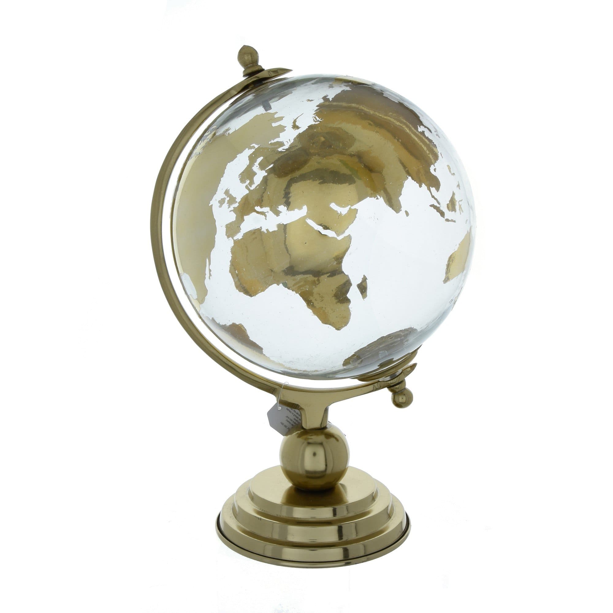 Large Glass Globe on Metal Stand Gold 32cm 1PK
