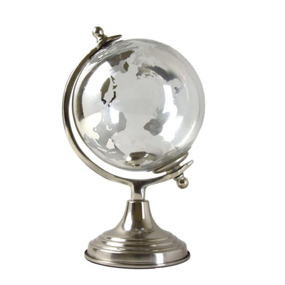 Candlelight Home Globes Medium Glass Globe on Metal Stand Silver 26cm 1PK
