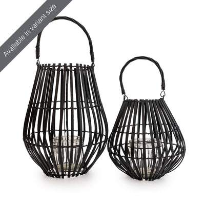 Candlelight Home Matt Black Stalled Lantern with Handle 34 cm